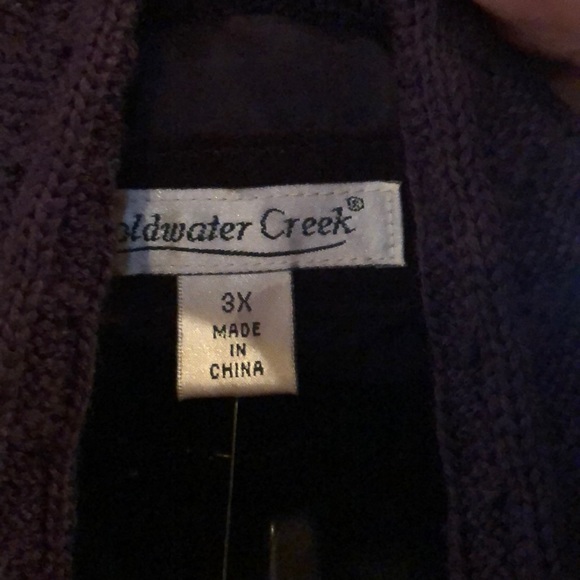 Coldwater Creek cable knit and suede jacket - Picture 4 of 6